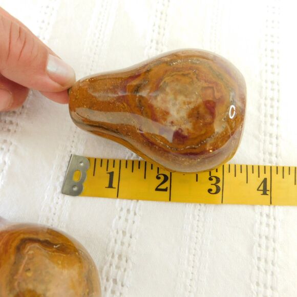 Vintage Marble Stone Pears, Polished Fruit Hand Carved Lot of 2 Pakistan Heavy - Picture 7 of 8